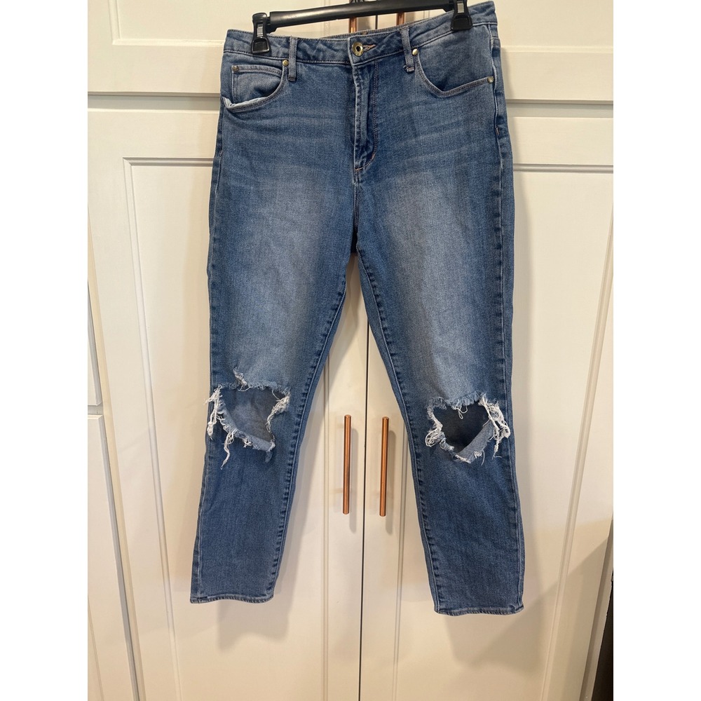Articles of Society High Rise Distressed Straight Leg Jeans Medium Wash Blue 27